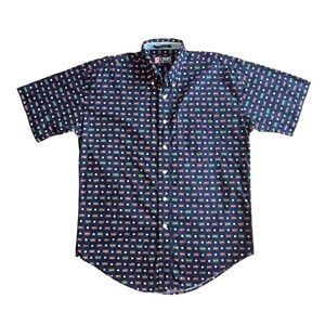 Mens Chaps Ralph Lauren Cotton Golf Ball Button Up Shirt Navy Blue M